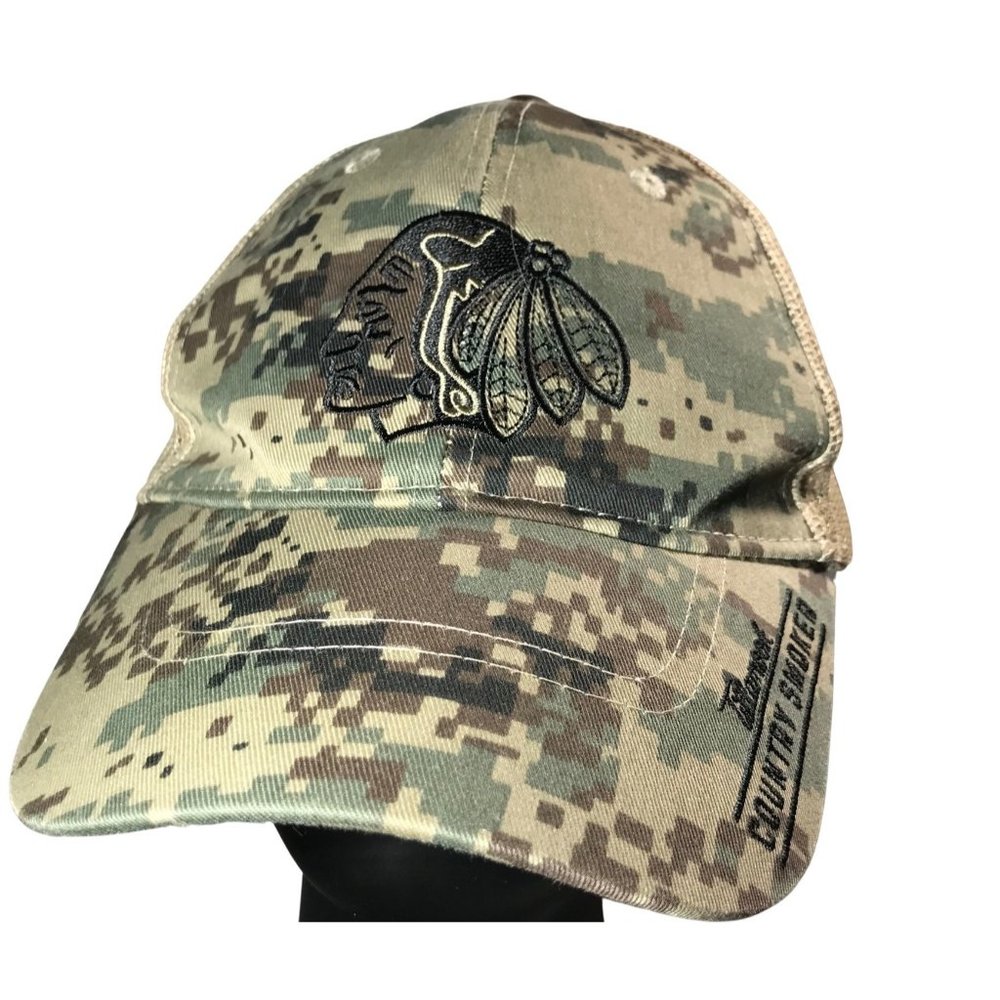 AMG VINTAGE TILLAMOOK COUNTRY SMOKE CAMOUFLAGE HUNTING MESH ADJUSTABLE TRUCKER N